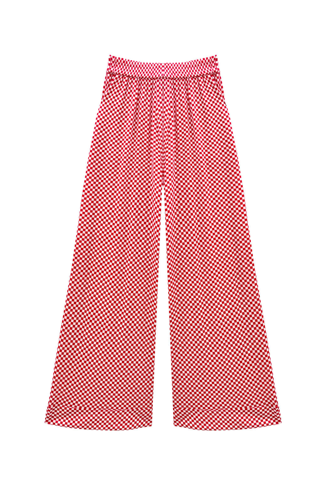Buru x Val Wide Leg Knit Trouser - Red & White Checkerboard