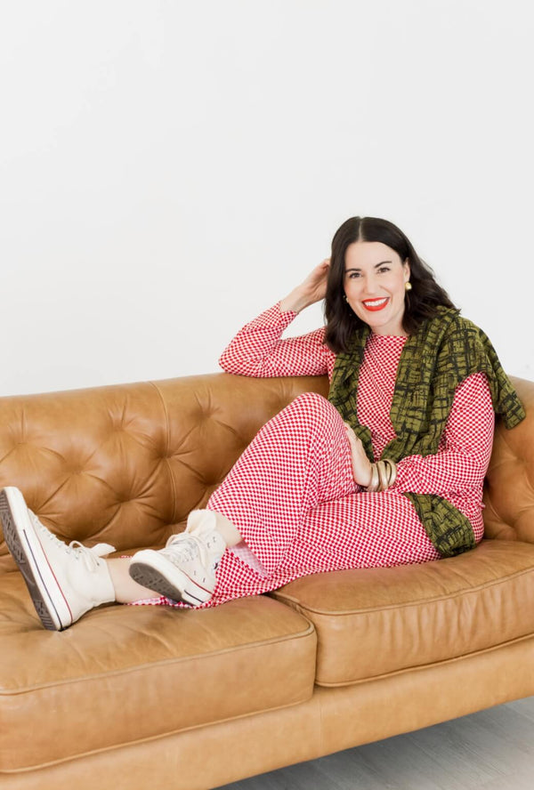 Buru x Val Wide Leg Knit Trouser - Red & White Checkerboard