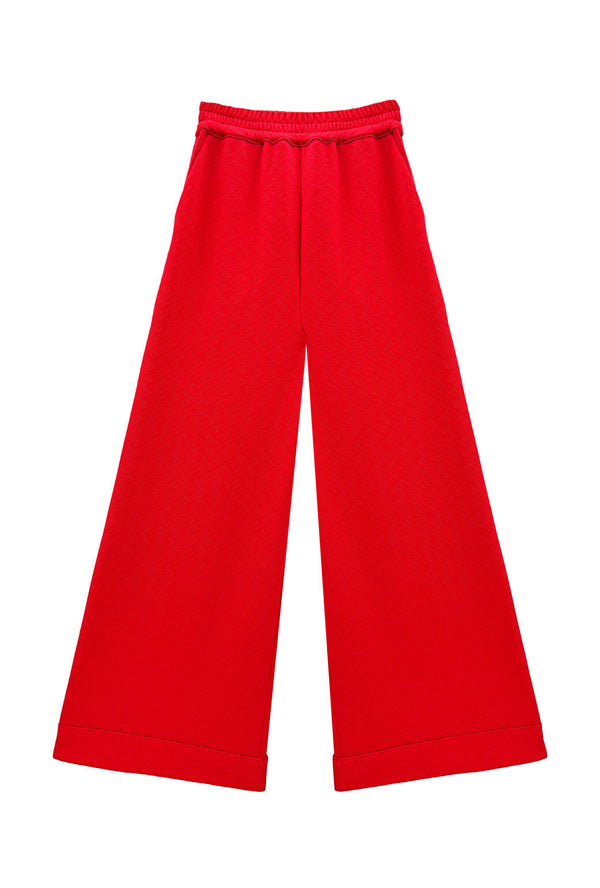 Buru x Val Wide Leg Knit Trouser - Rouge Jacquard Knit