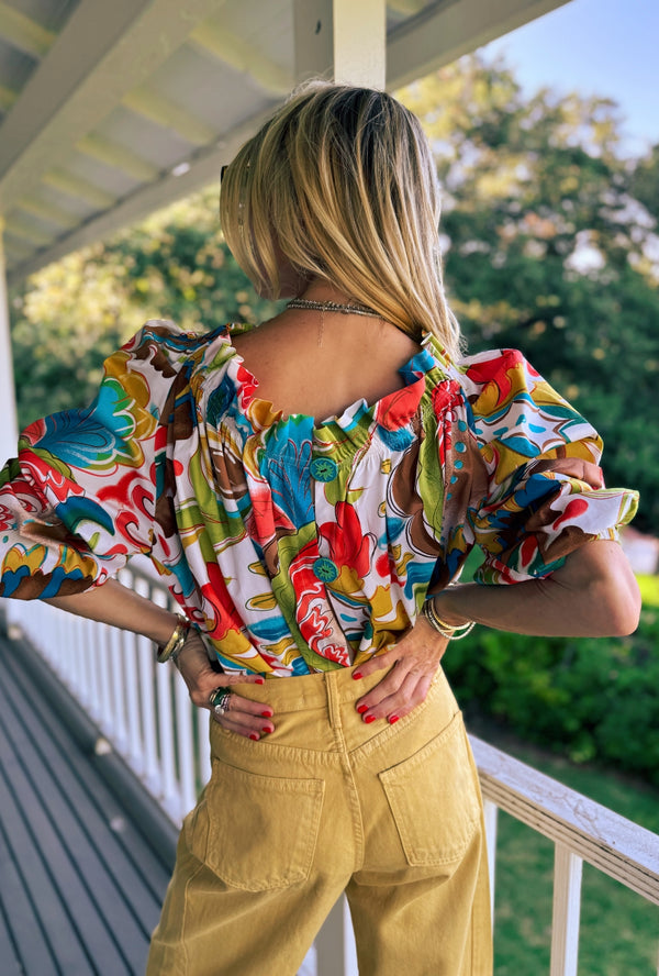 Button Back Bettie Ann Blouse -  Graffiti