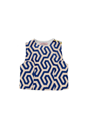 Button Box Top - Blue Geo