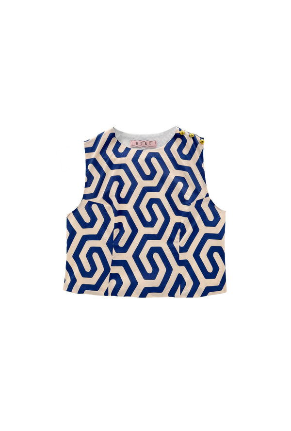 Button Box Top - Blue Geo