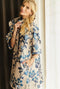 Car Coat - Blue Floral Jacquard