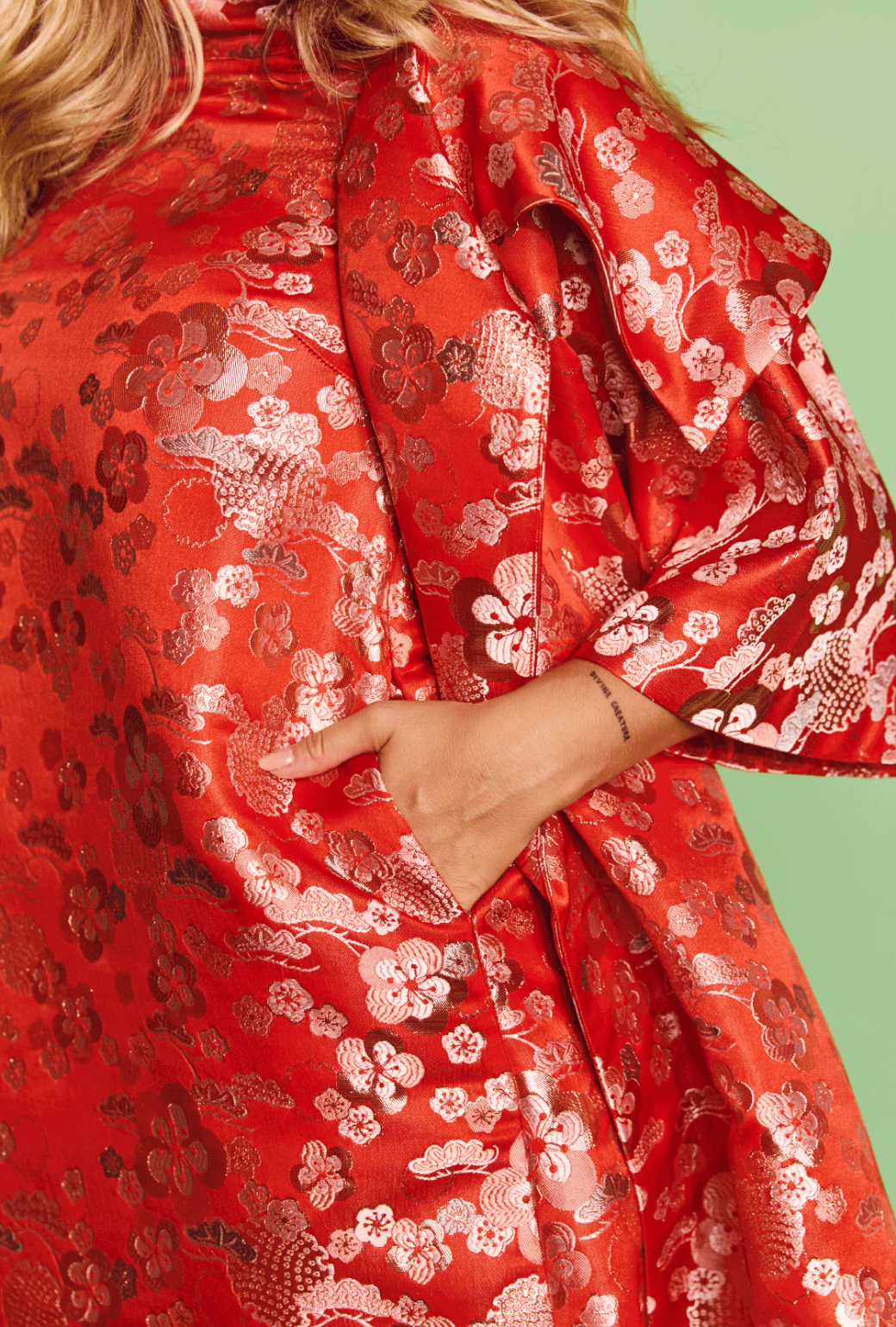 Car Coat - Red Chinoiserie