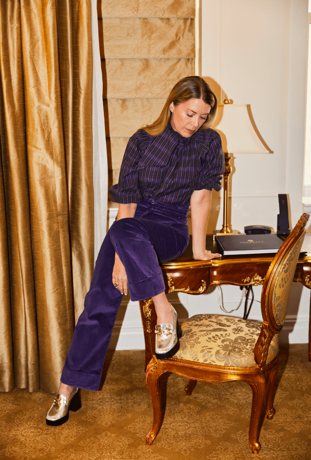 Buru x Tori Mellott Charlie Pant - Purple Grid Cord