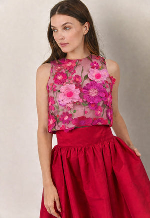 Audrey Top - Pink Floral Lace