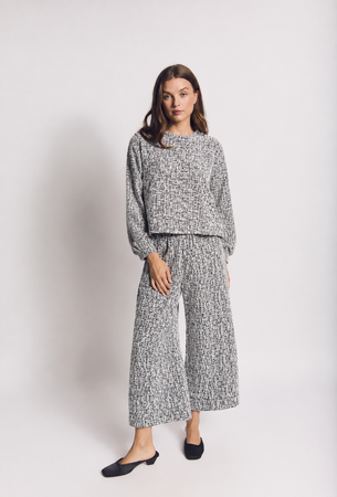 BURU x Val Wide Leg Knit Trouser Crosshatch