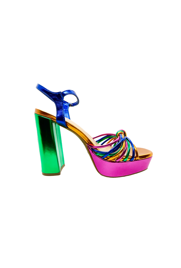 Color Block Platform Heels - Rainbow