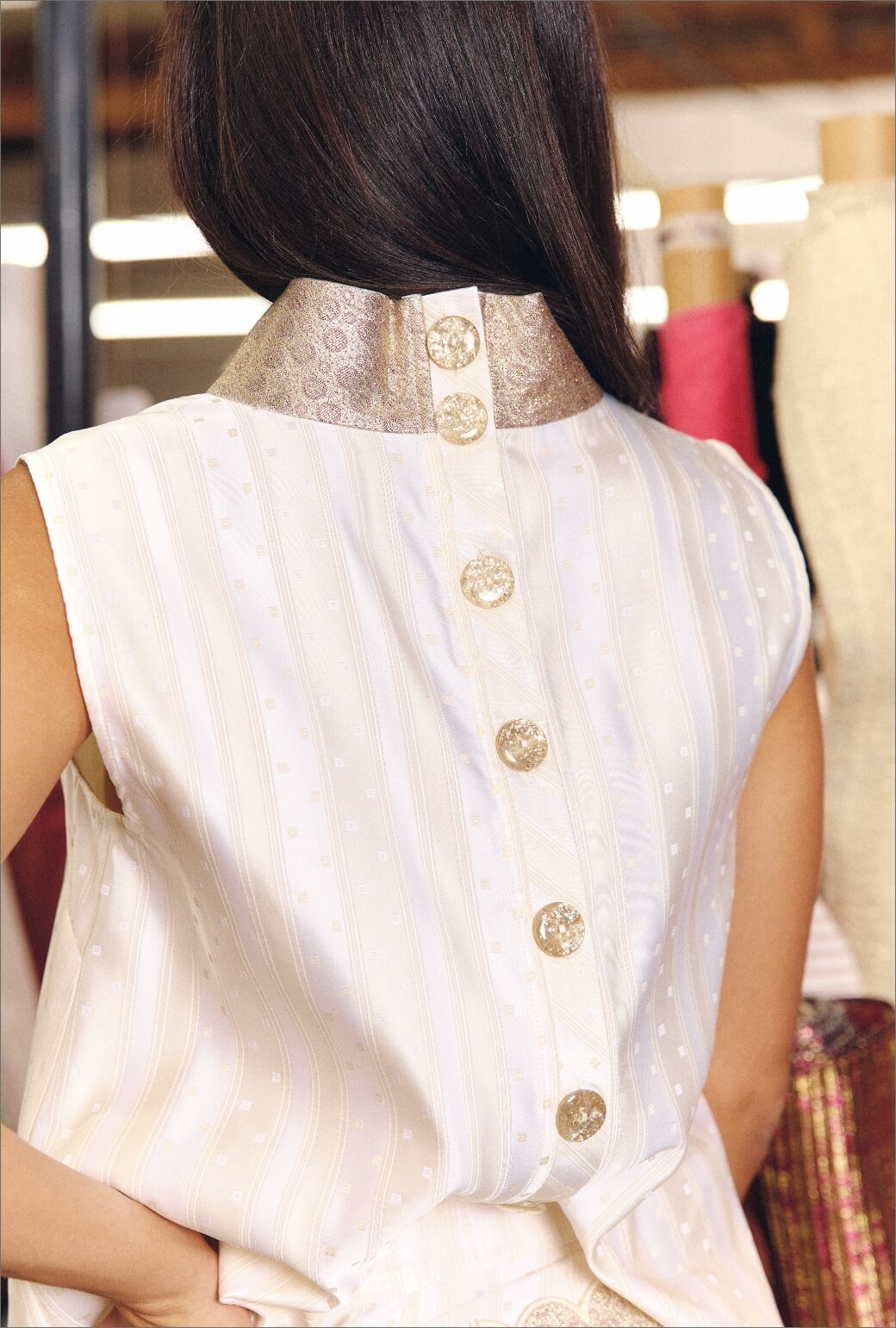 Contrast Mod Top - Ivory Diamond Jacquard
