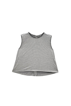 Crew Neck Blouse - Black Gingham Knit