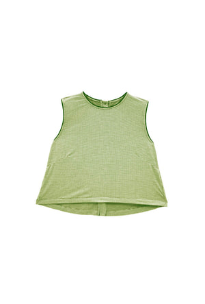 Crew Neck Blouse - Green Gingham Knit