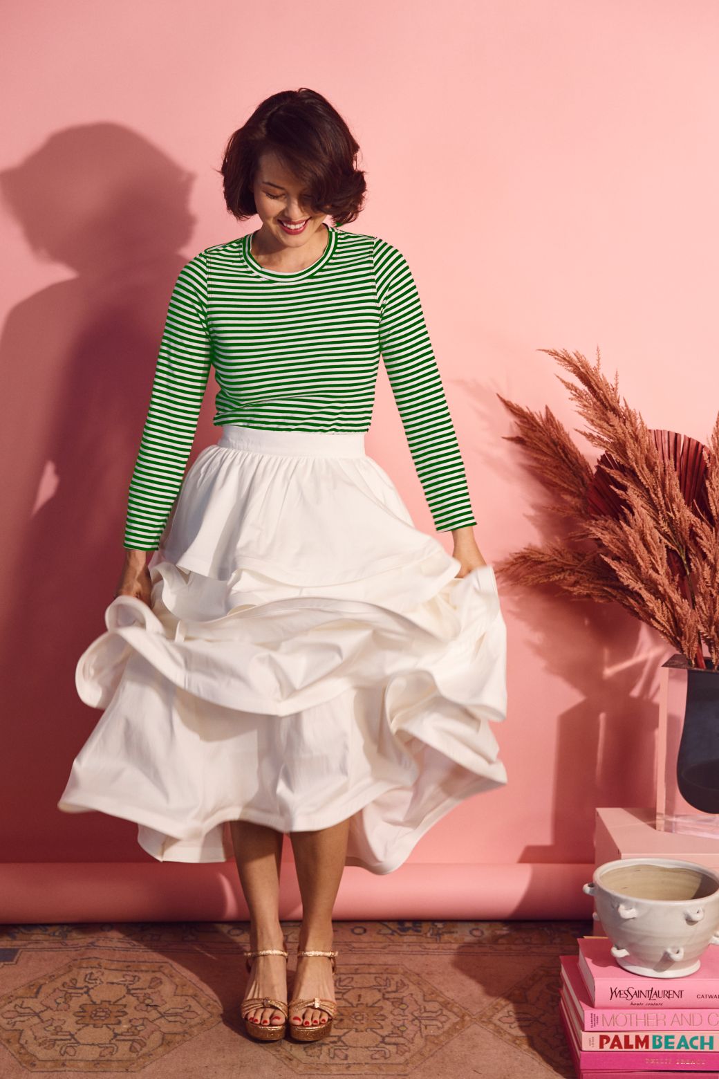 MIDI Teagan Skirt - White