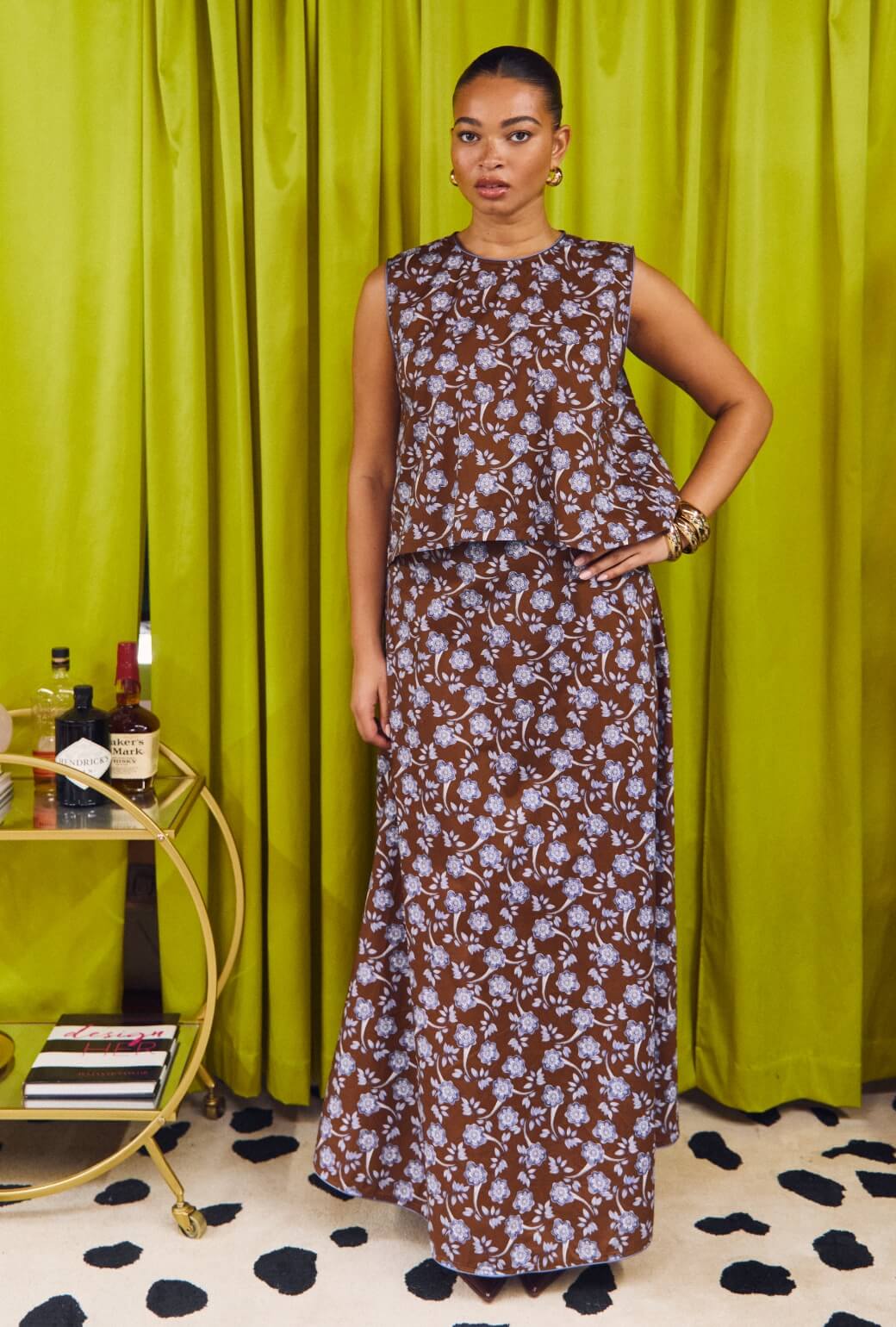 Crew Neck Blouse - Chocolate Floral – BURU