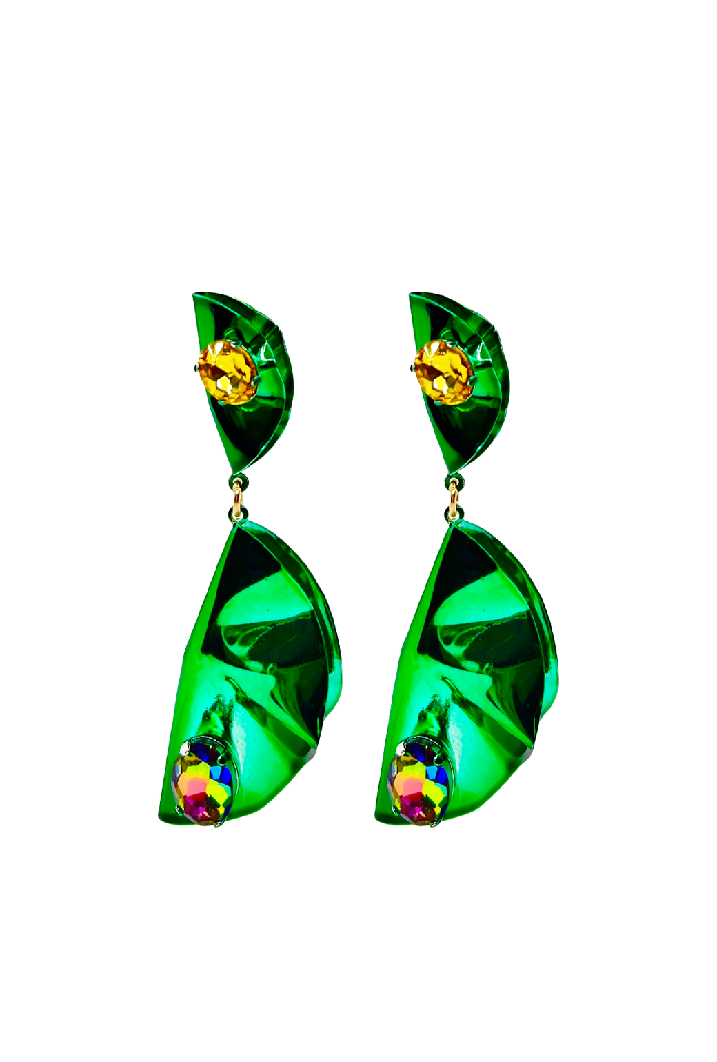 Crinkle Earrings - Green Metallic