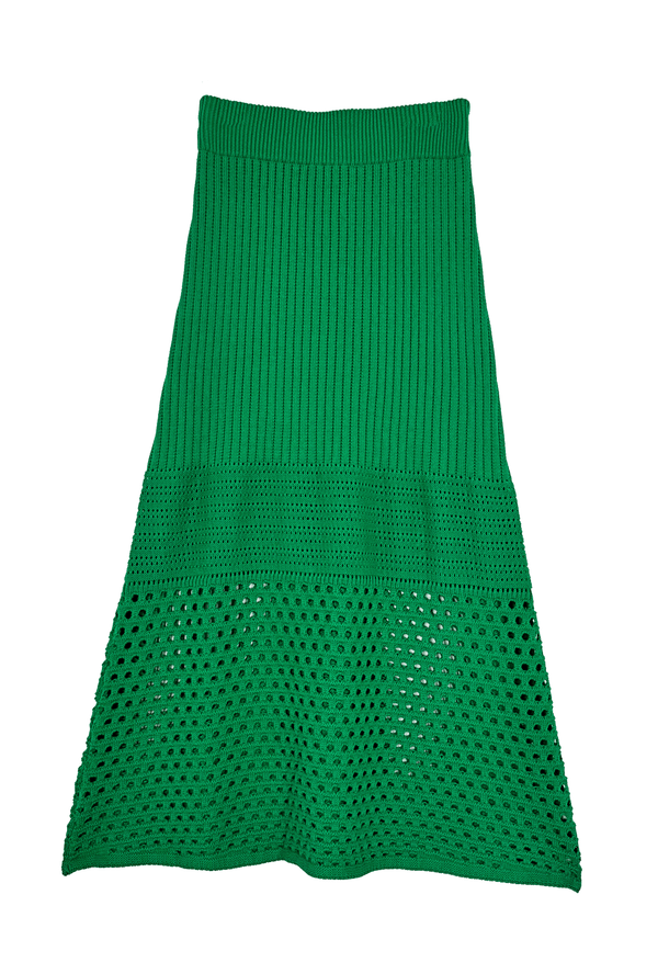 Crocheted Knit Skirt - Green
