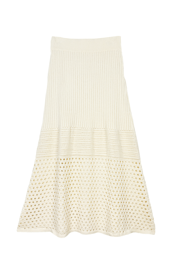 Crocheted Knit Skirt - Ivory