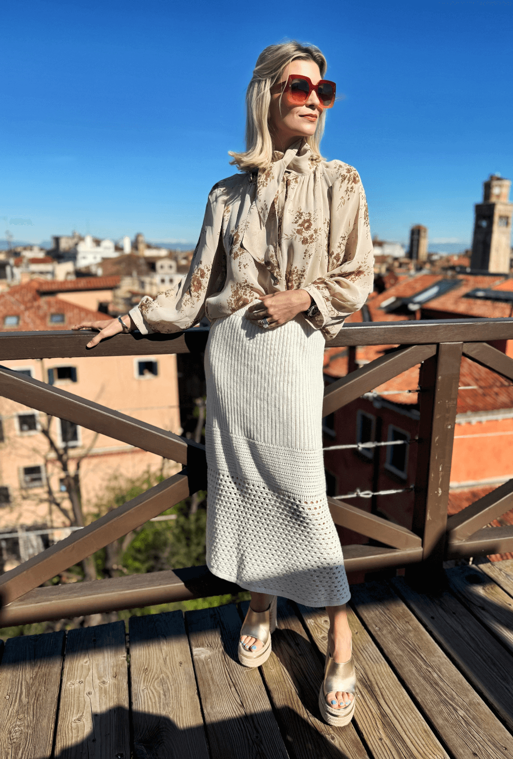Crocheted Knit Skirt - Ivory