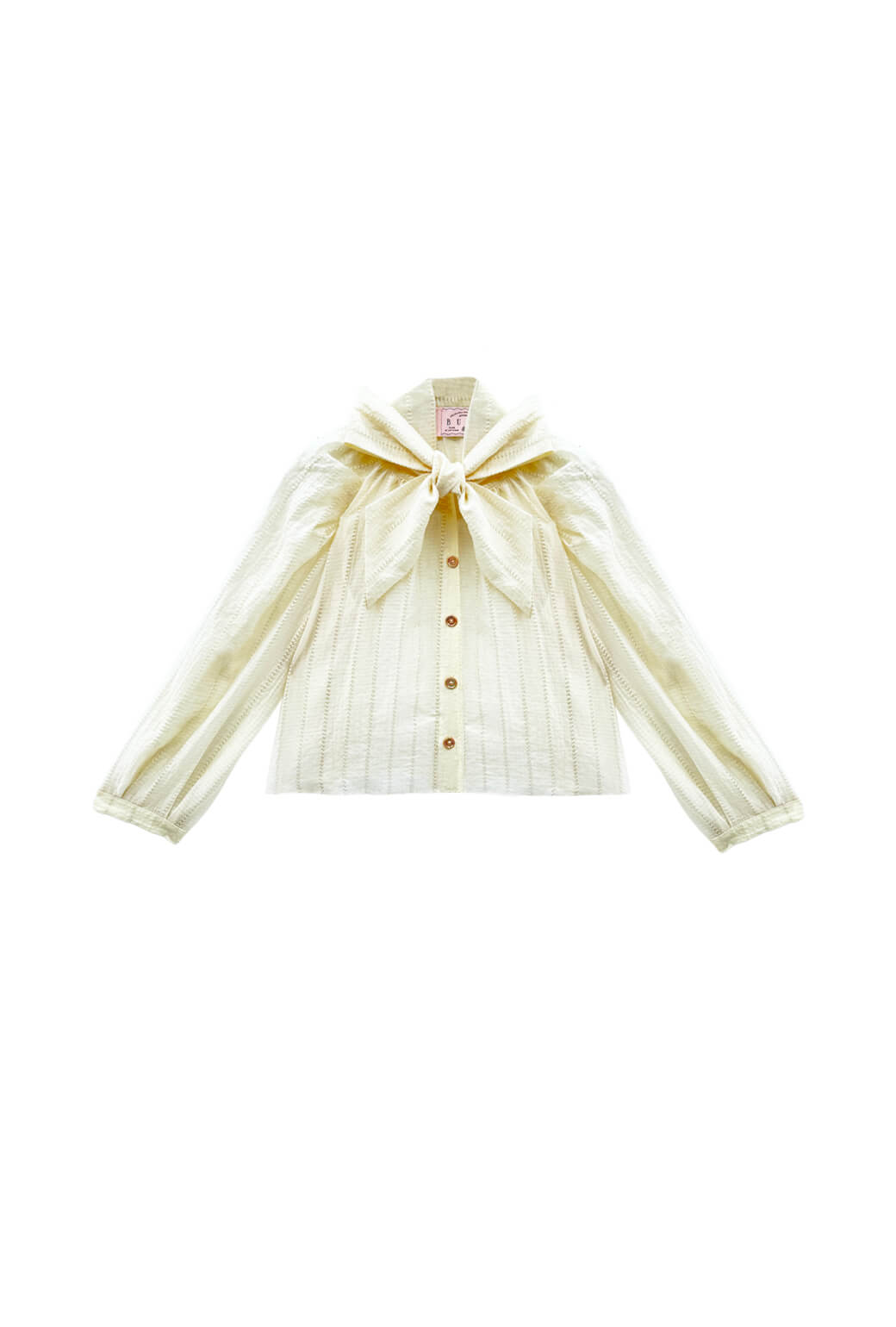 Cropped Big Bow Blouse - Sheer Ivory