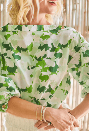 Cropped Button Sleeve Blouse Bunnies