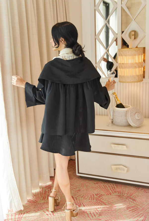 Cropped Grace Coat - Noir Moiré