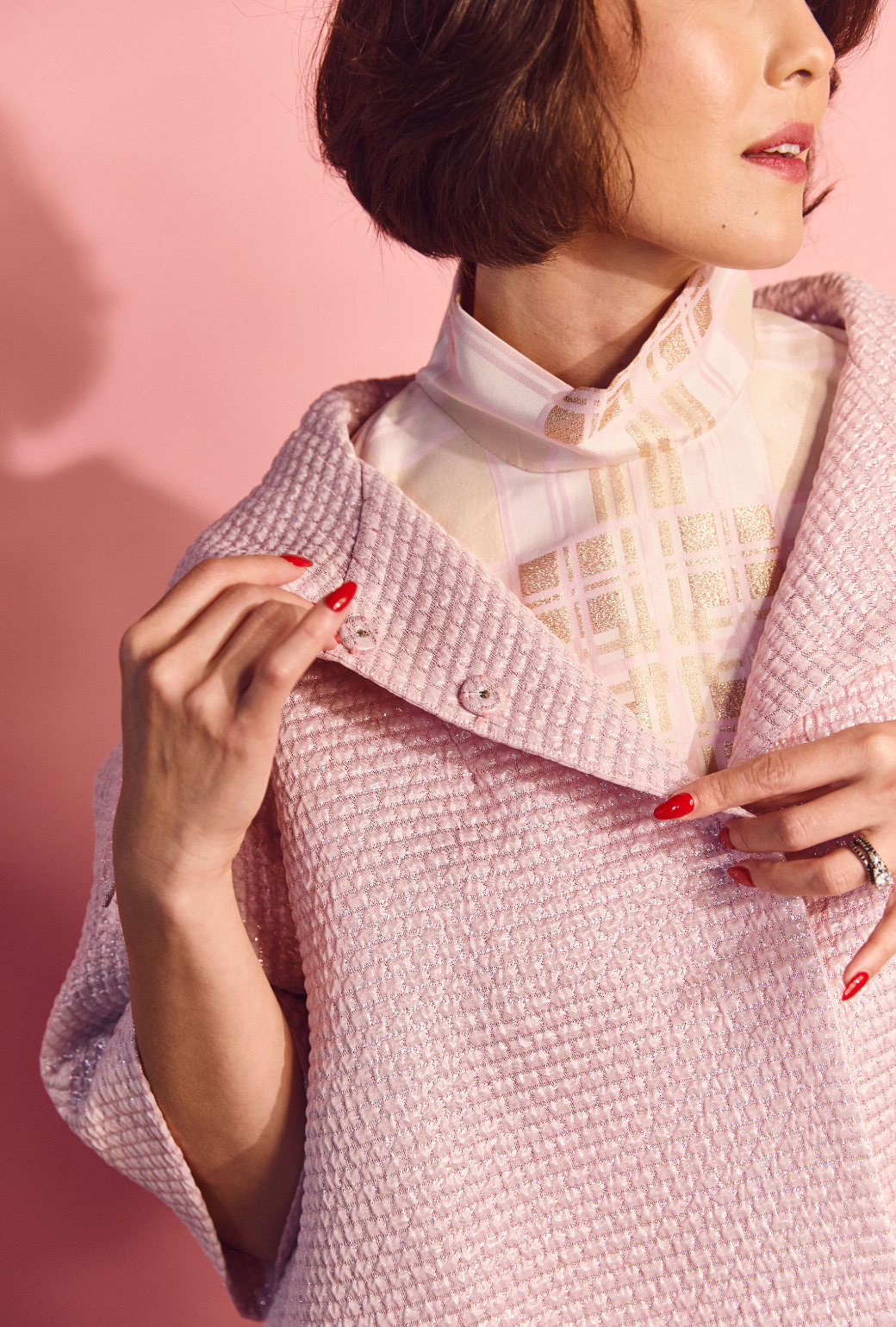 Cropped Car Coat - Pink Quilted