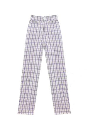 Buru x Old Soul Etiquette Cropped Cigar Pant - Purple Windowpane Plaid