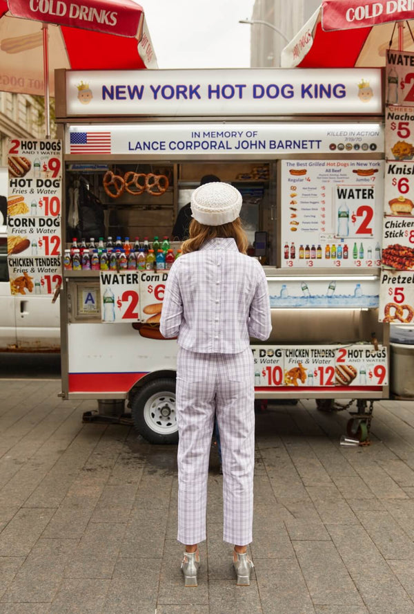 Buru x Old Soul Etiquette Cropped Cigar Pant - Purple Windowpane Plaid