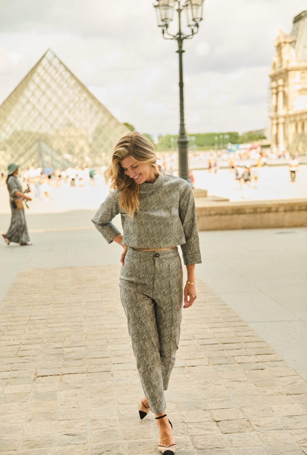 Buru x Anna Kloots Cropped Cigar Pant - Silver Shimmer