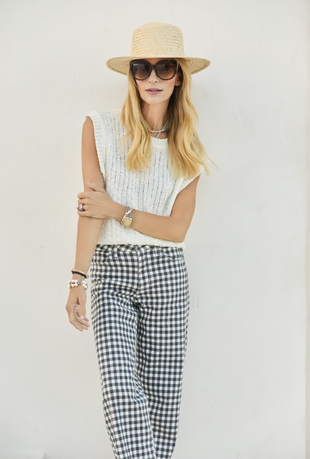 Straight Leg Jeans - Black Gingham