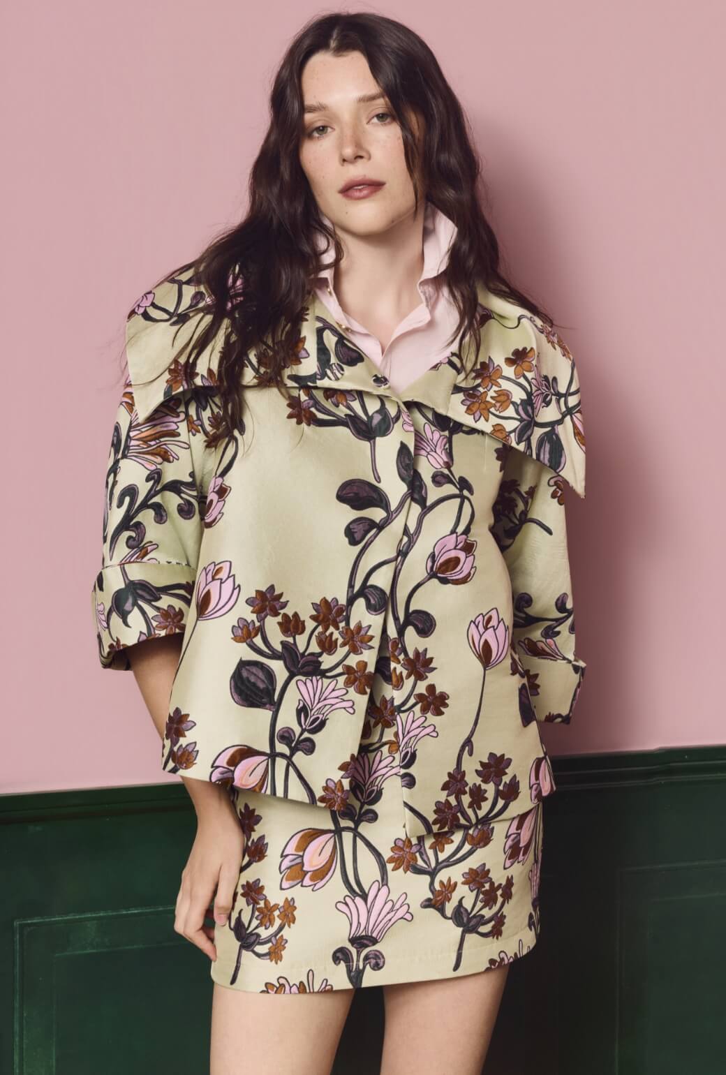 Cropped Grace Coat - Citron Vines