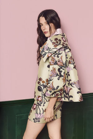 Cropped Grace Coat - Citron Vines
