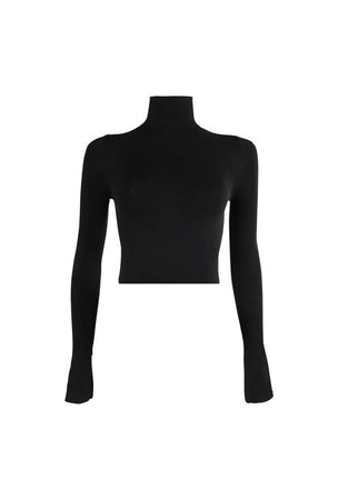 Cropped Long Sleeve Mock Turtleneck
