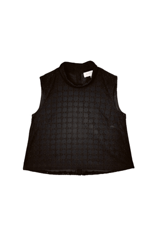 Cropped Sleeveless Mod Top Eyelet