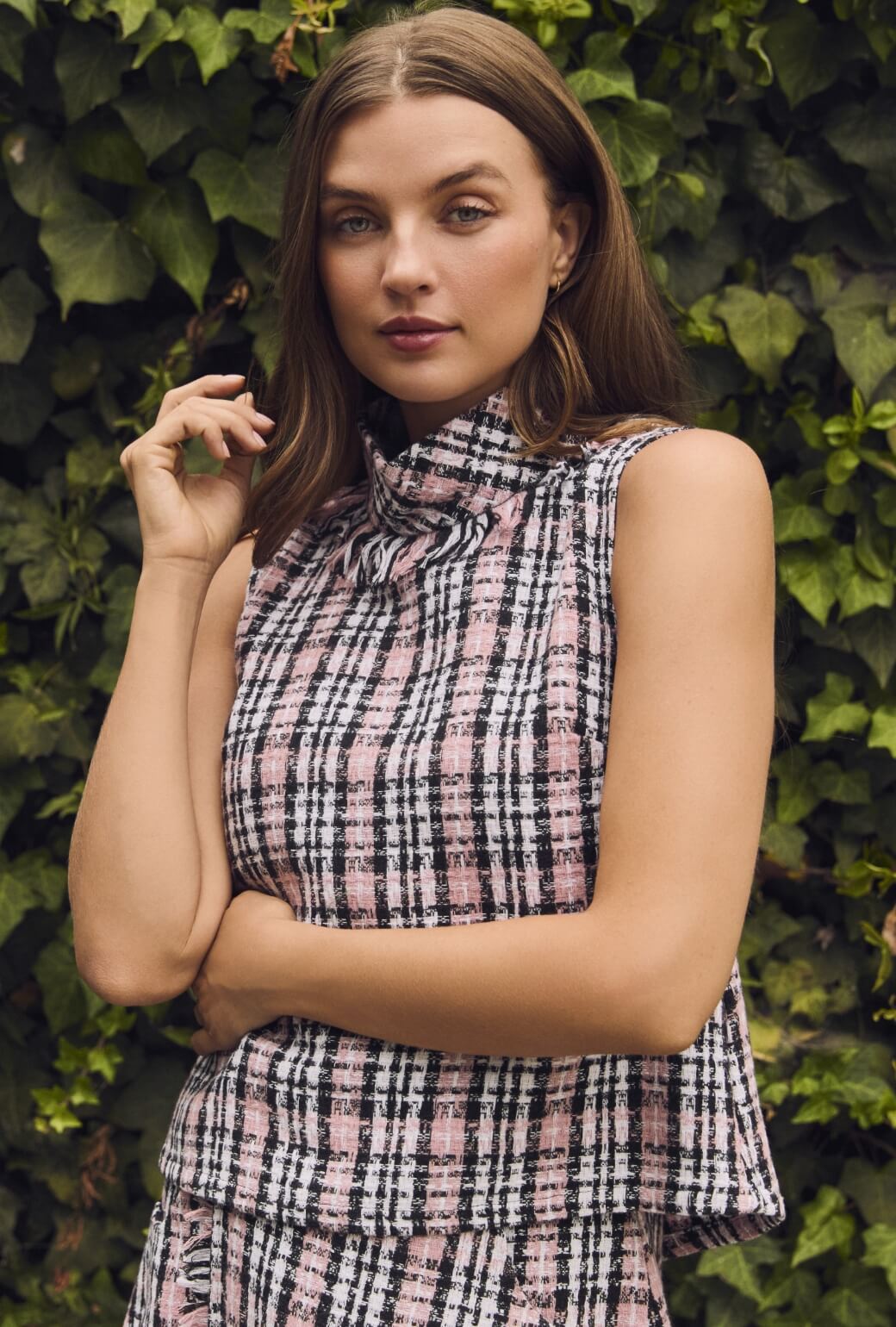 Buru x Val Cropped Sleeveless Mod Top - Bonheur Tweed