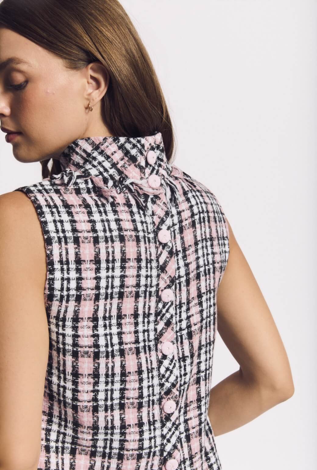 Buru x Val Cropped Sleeveless Mod Top - Bonheur Tweed