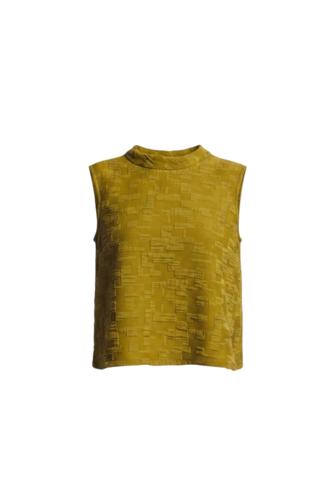 Buru x Val Cropped Sleeveless Mod Top - Chartreuse Knit