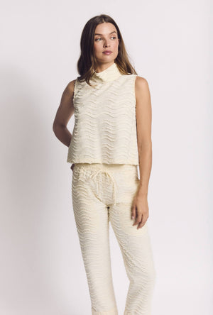 Cropped Sleeveless Mod Top - Ivory Fringe