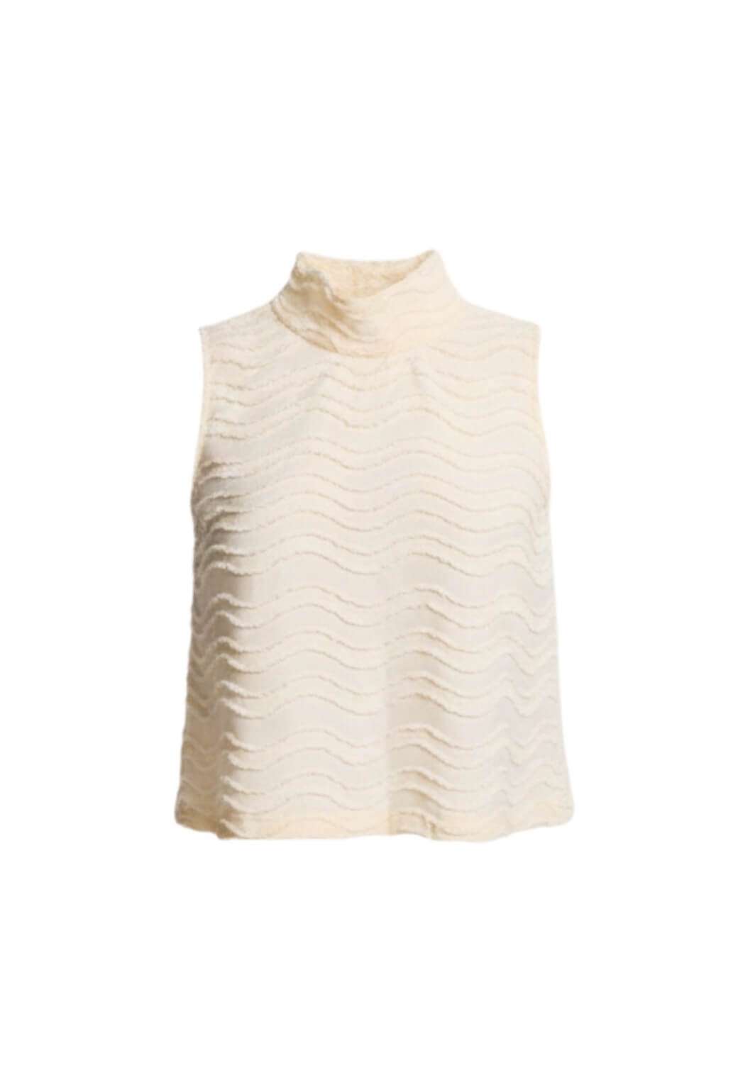 Cropped Sleeveless Mod Top - Ivory Fringe