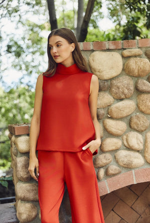 Cropped Sleeveless Mod Top - Tomato Knit