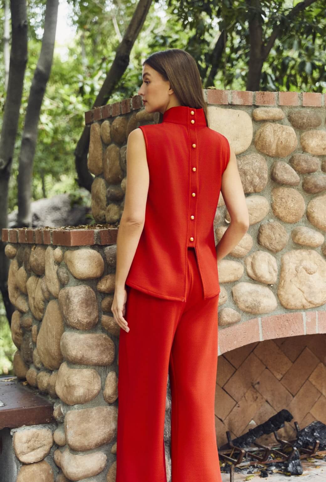 Cropped Sleeveless Mod Top - Tomato Knit