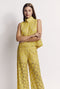 Cropped Sleeveless Mod Top - Yellow Lace