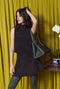 Cropped Sleeveless Tailored Mod Top - Noir Moiré