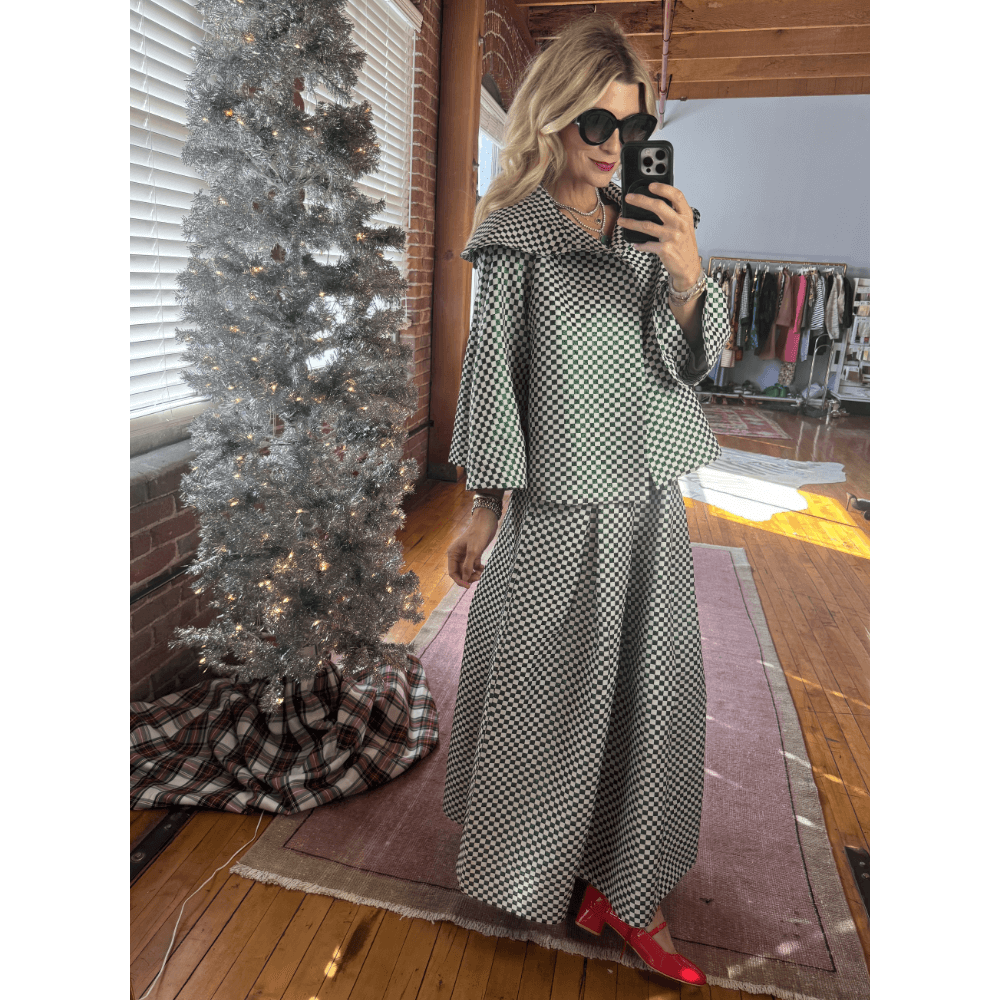 人気 - Coat Grace Cropped Emerald BURU – Shimmer Checkerboard 着物・浴衣