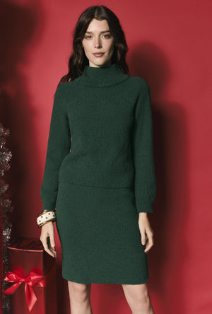 The Carlyle Sweater - BURU Deep Green Knit Bouclé