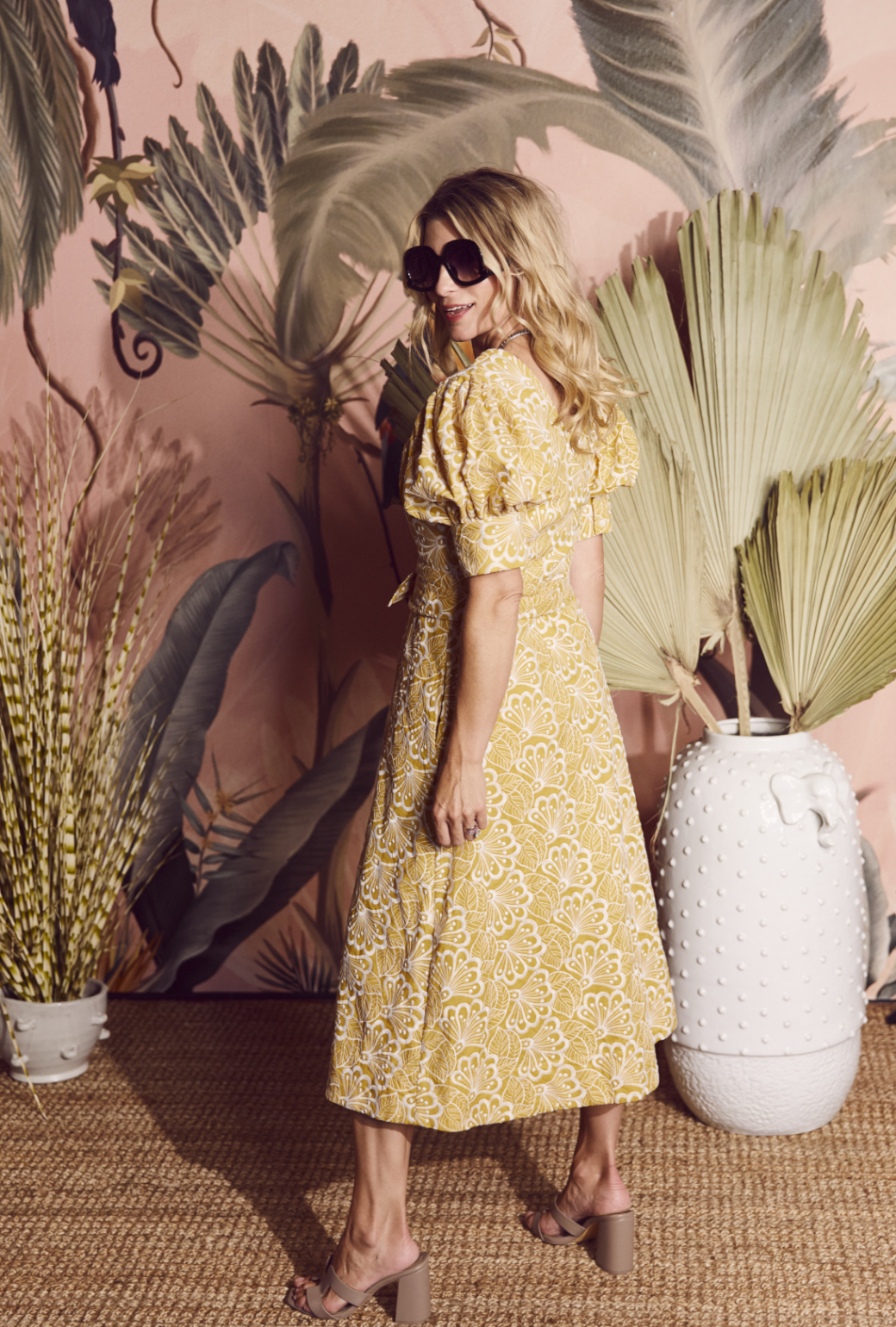 Deep V Day Gown - MIDI - Marigold Embroidery BURU Deep V Day Gown - MIDI - Marigold Embroidery BURU