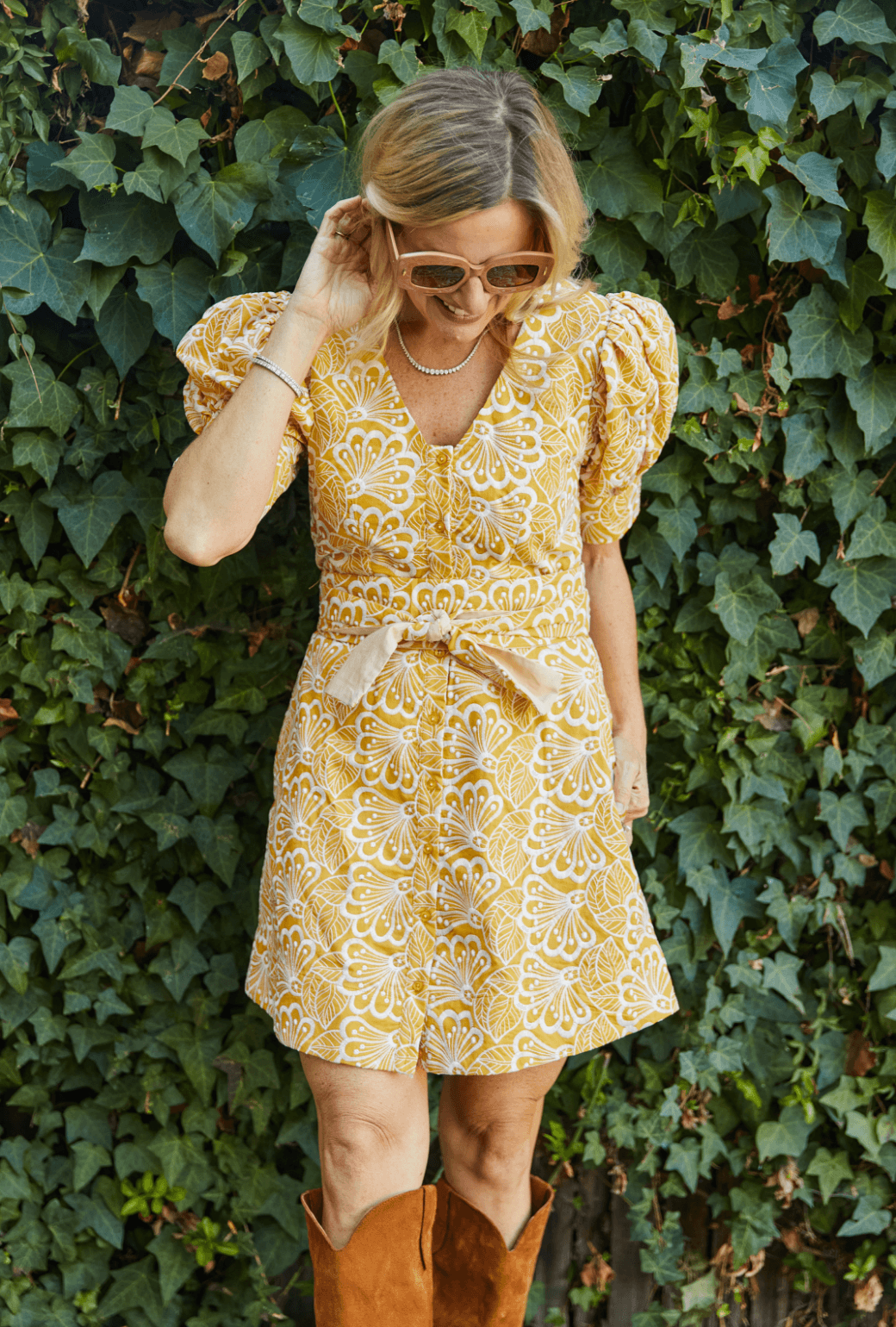 Deep V Day Gown - MINI - Marigold Embroidery