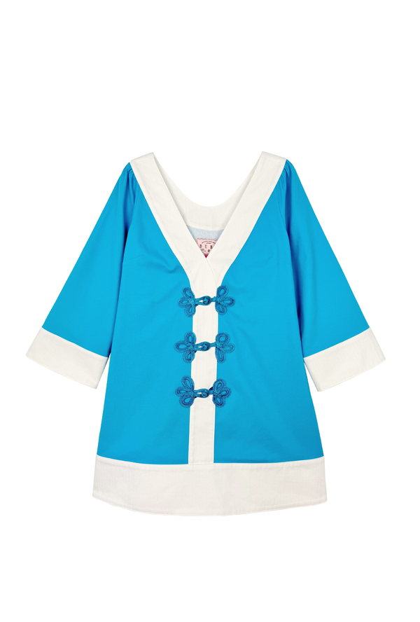 Deep V Mini Kaftan - Turquoise