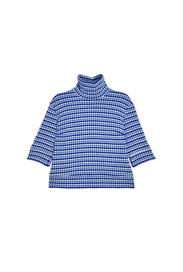 SAMPLE - Diamond Sweater Elbow Sleeve - Blue