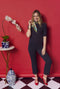Diane Turtleneck Elbow - Navy Cable-knit
