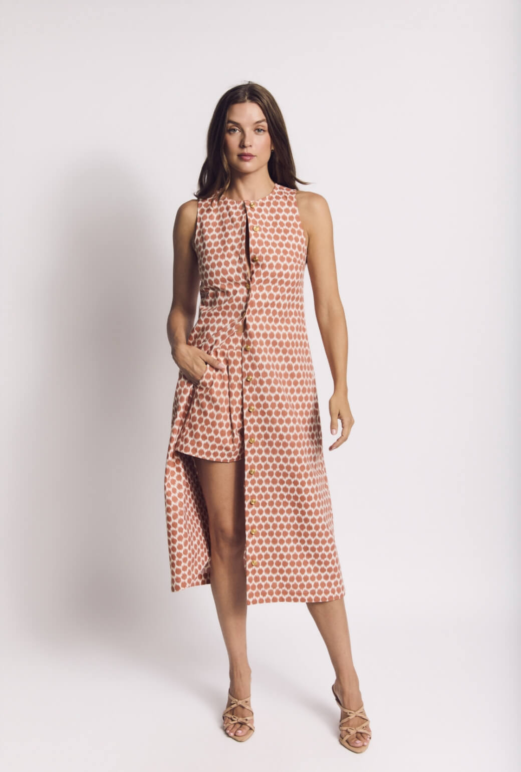 Double Take Dress - Blurred Dot Rust